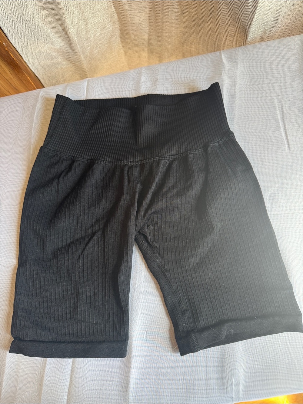 High-Waist Ribbed Black Women’s Shorts